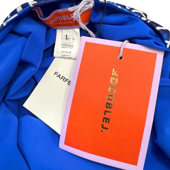 La DoubleJ Long Sleeve Swimsuit Surf Suit Womens L Blue Quick Drying Stretch NEW - Picture 3 of 7